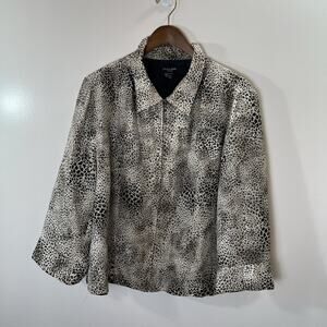 Silkland Womens Leopard Print Silk Jacket Se 2X Timeless Workwear Versatile Chic